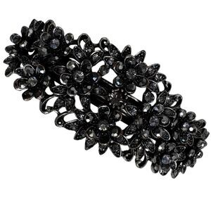 FLOWER AND PETAL RHINESTONE AND METAL BARRETTE HAIR JEWELRY